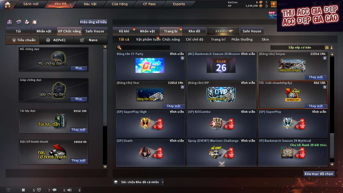 shop acc cf uy tin gia re